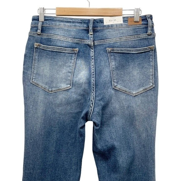 NWT Judy Blue Jeans Georgia Panel Inseam Flare Medium Blue Bellbottom Size 31 - Picture 8 of 16
